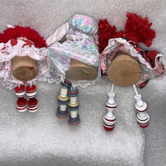 Vintage 3 Shelf sitters wooden bodies button limbs Valentines Day Easter Bunny - Picture 8 of 11